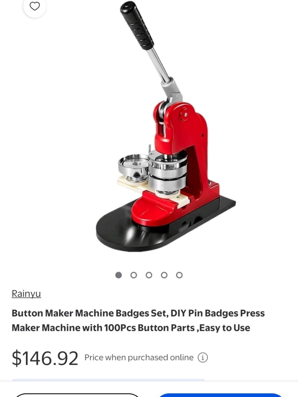 Red Button Maker Machine Badge Press - Kids DIY Craft Tool